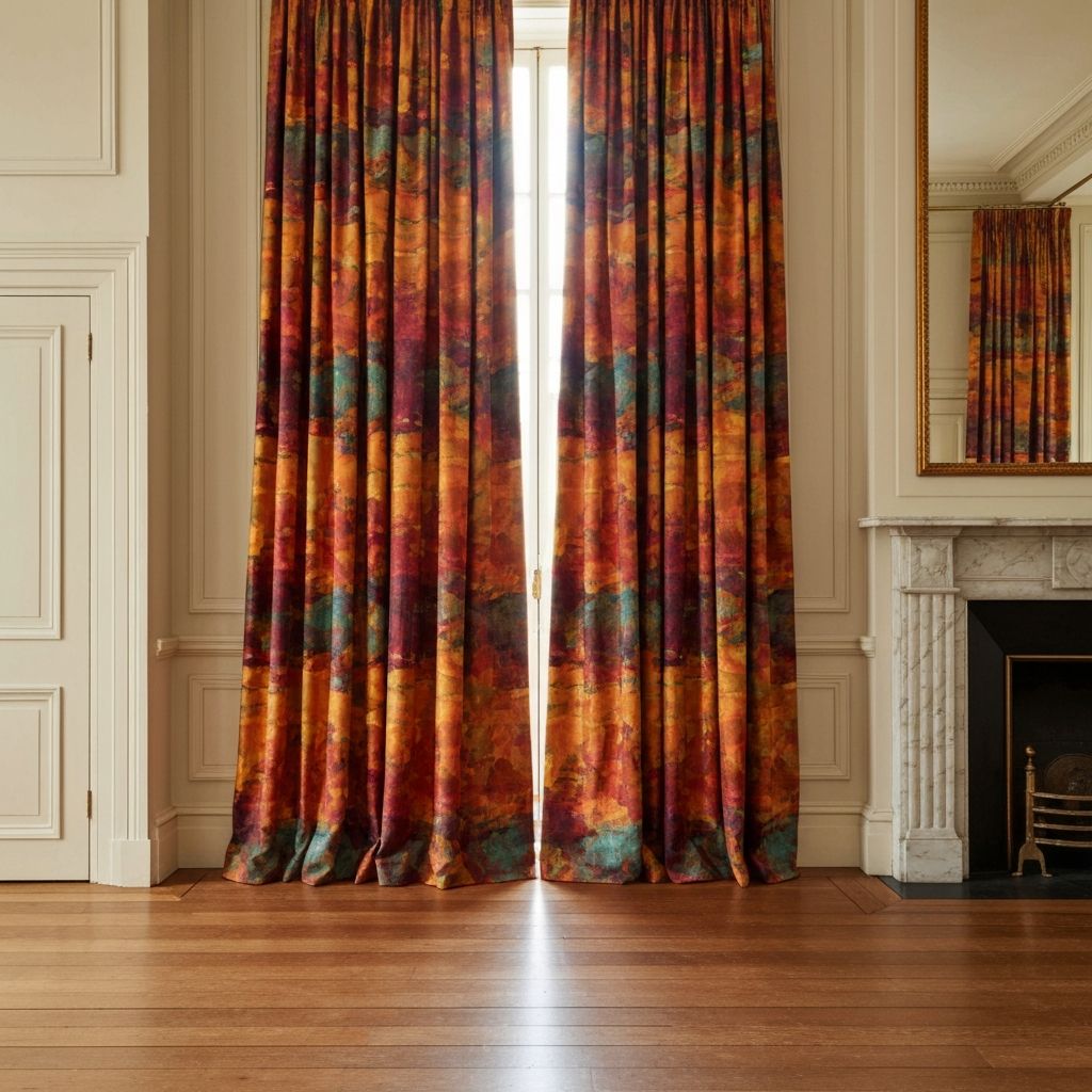 Abstract impressionist fabric curtains