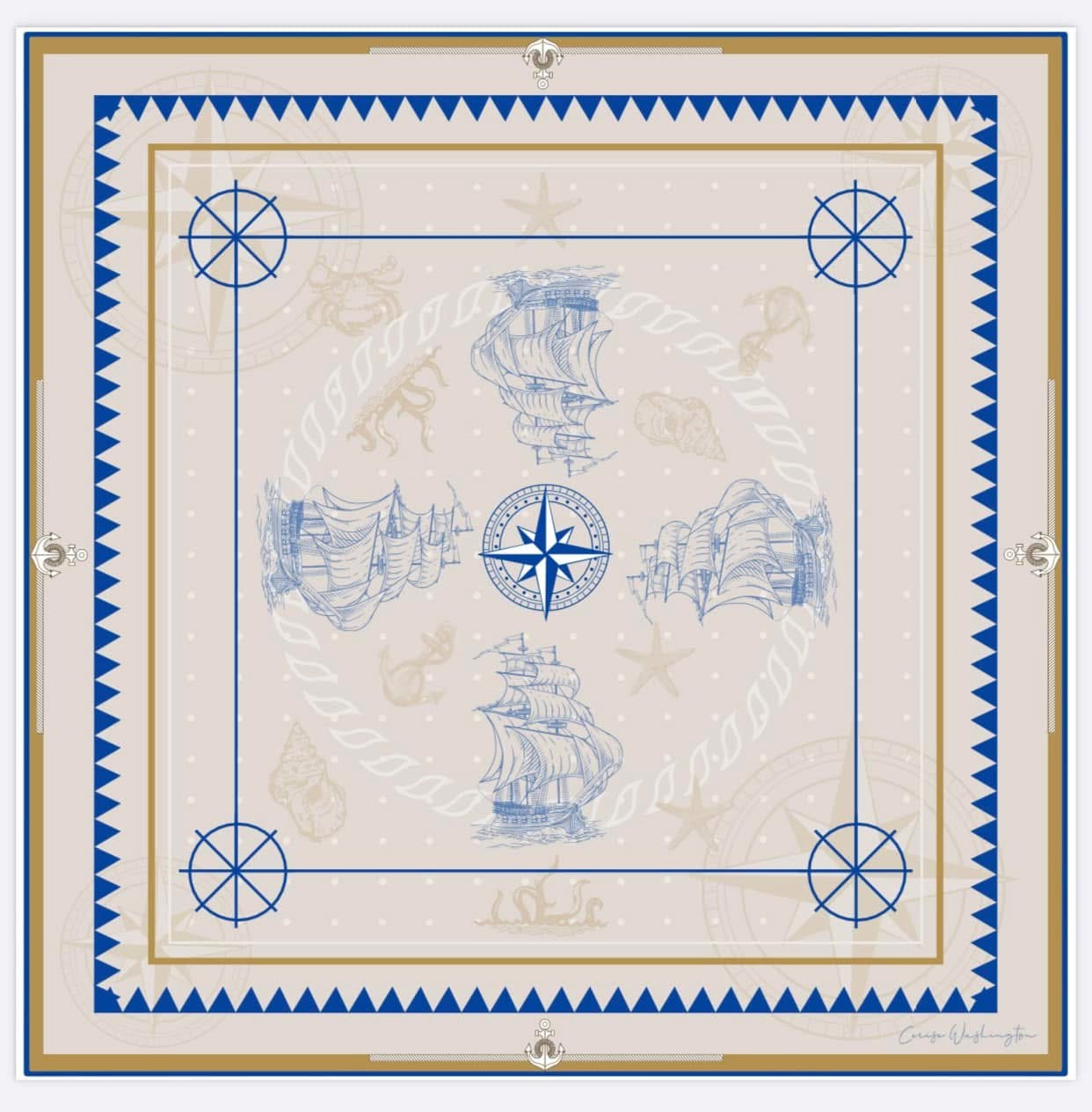 Nautical silk scarf collection inspired by maritime elegance